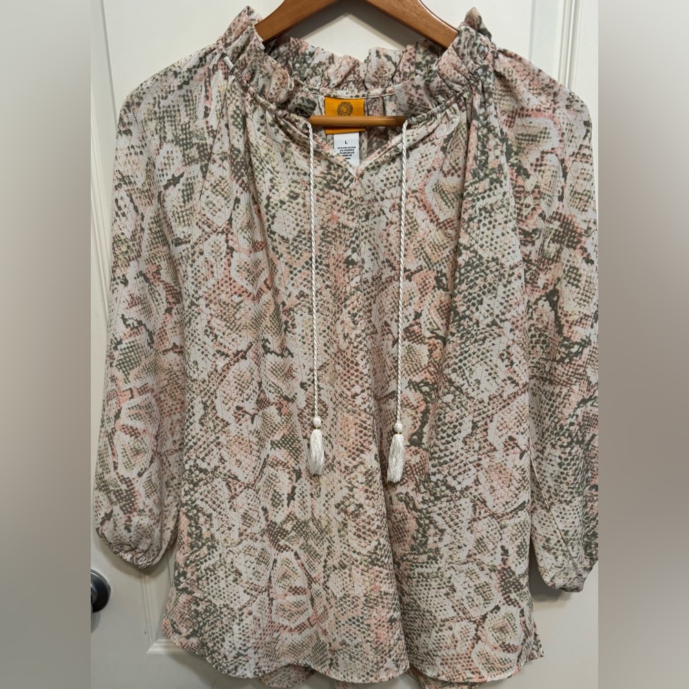 Ruby Rd. Multicolor Snake Print Blouse. Quarter L… - image 2